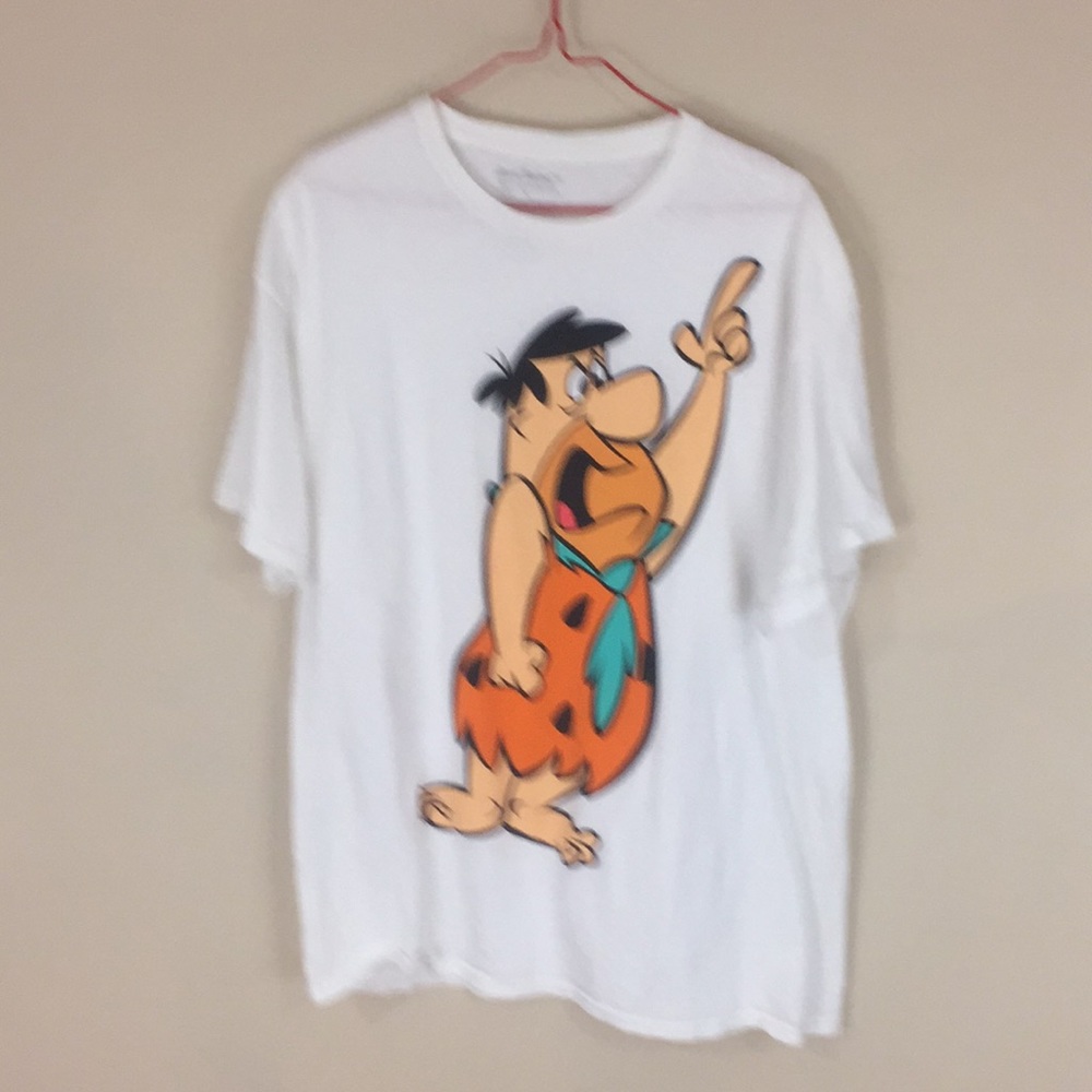 Hanna Barbera Fred Flintstone White T-Shirt Vibrant Colors Size Large